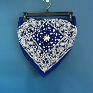 Design‎ by Olivia Bandana Tube Top Women's Size Large Blue White Cropped Summer
